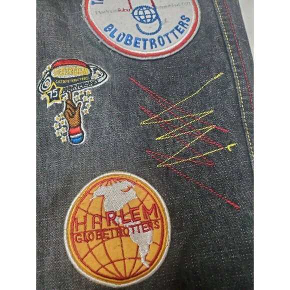 Platinum Fubu Harlem Globetrotters Limited Ed. Black Men's Jeans Sz 35 90's Y2K - Picture 4 of 16
